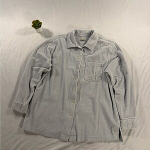 L.L. Bean Corduroy Baby Blue Wide Wale Boxy Shirt Top Chest Pocket Women's M